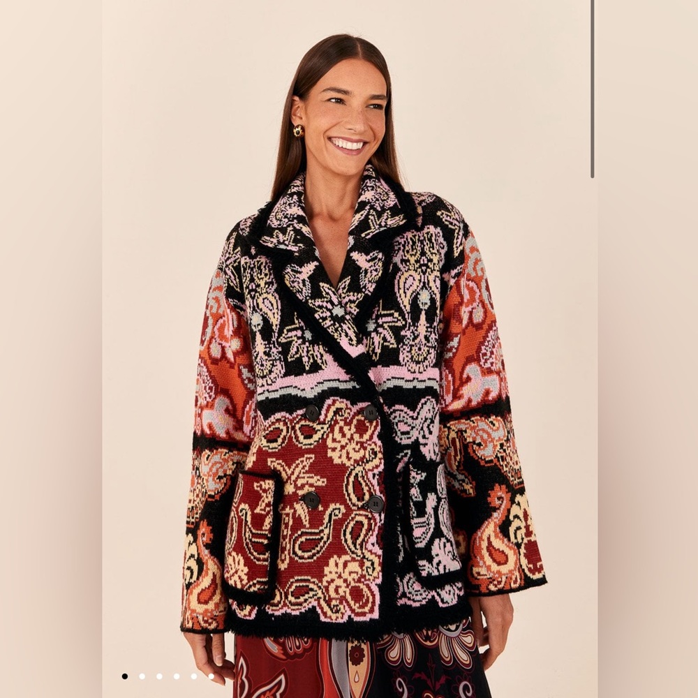 Farm Rio Black Sweet Mermaids Knit Blazer